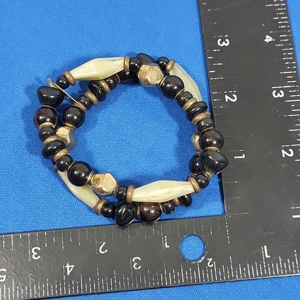 Beaded Bracelet‎ Stretch Slip-On Double Strand Dark Academia